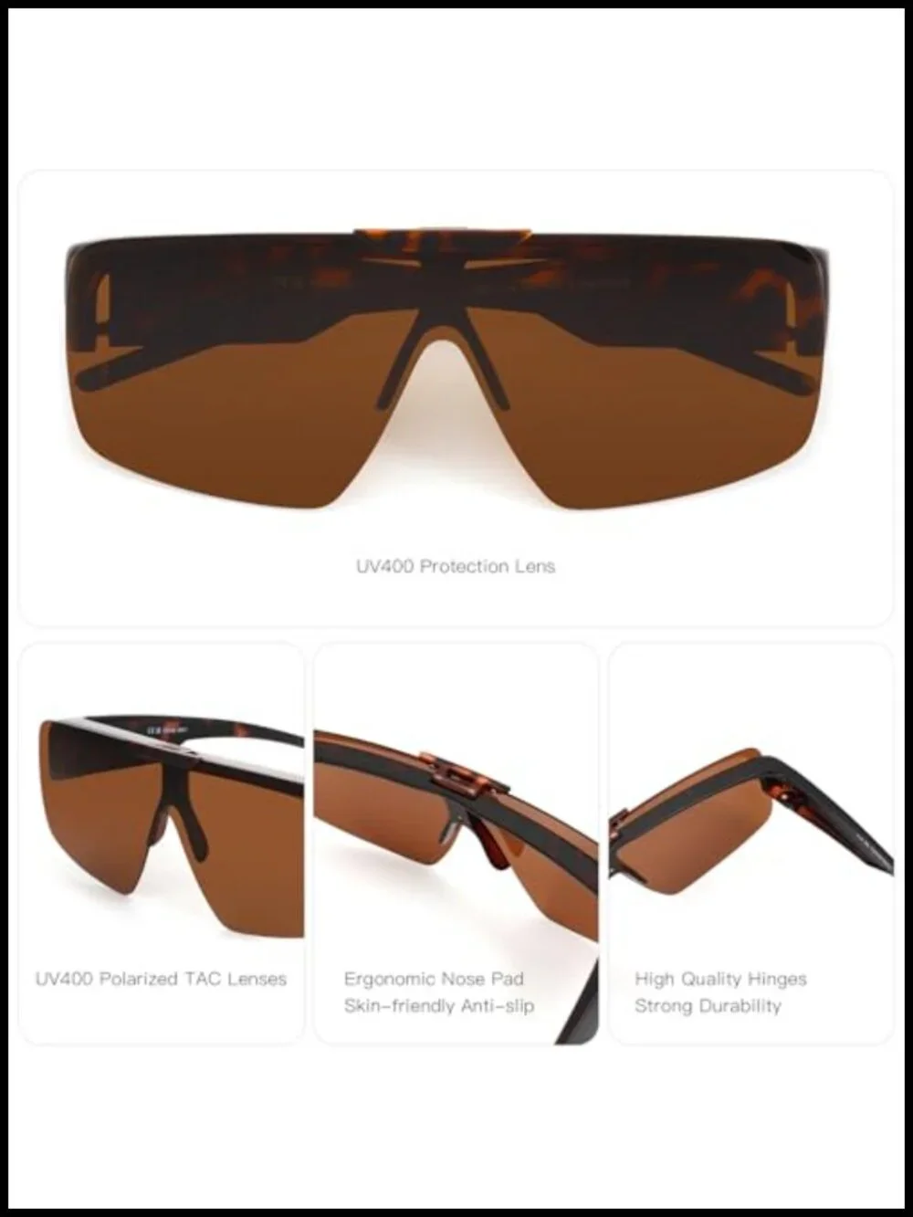 Oversized Polarized Fit-Over Sunglasses with Flip-Up Lens, UV400 Protection